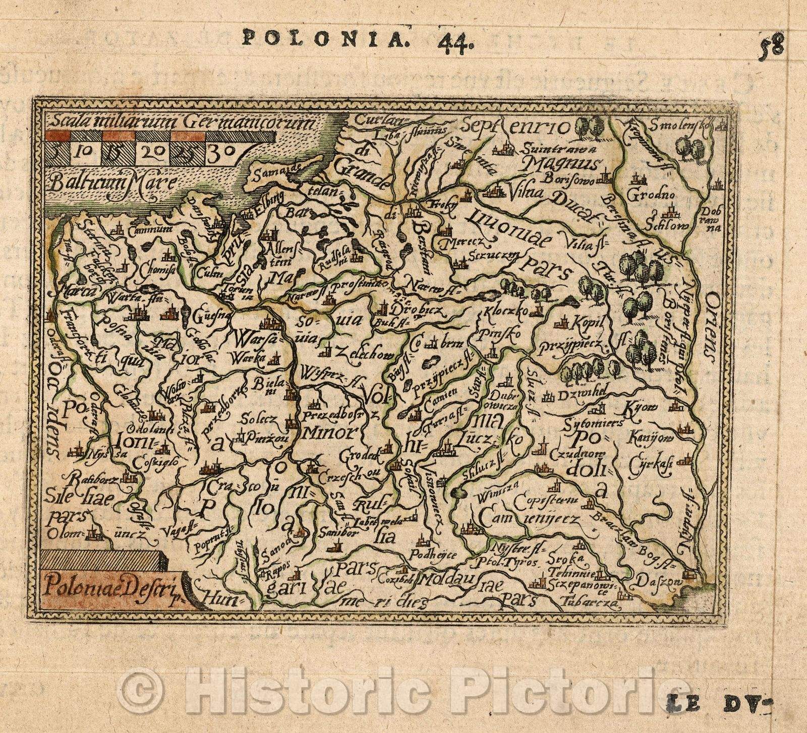 Historic Map : Poloniae Descrip:, 1579 , Vintage Wall Art