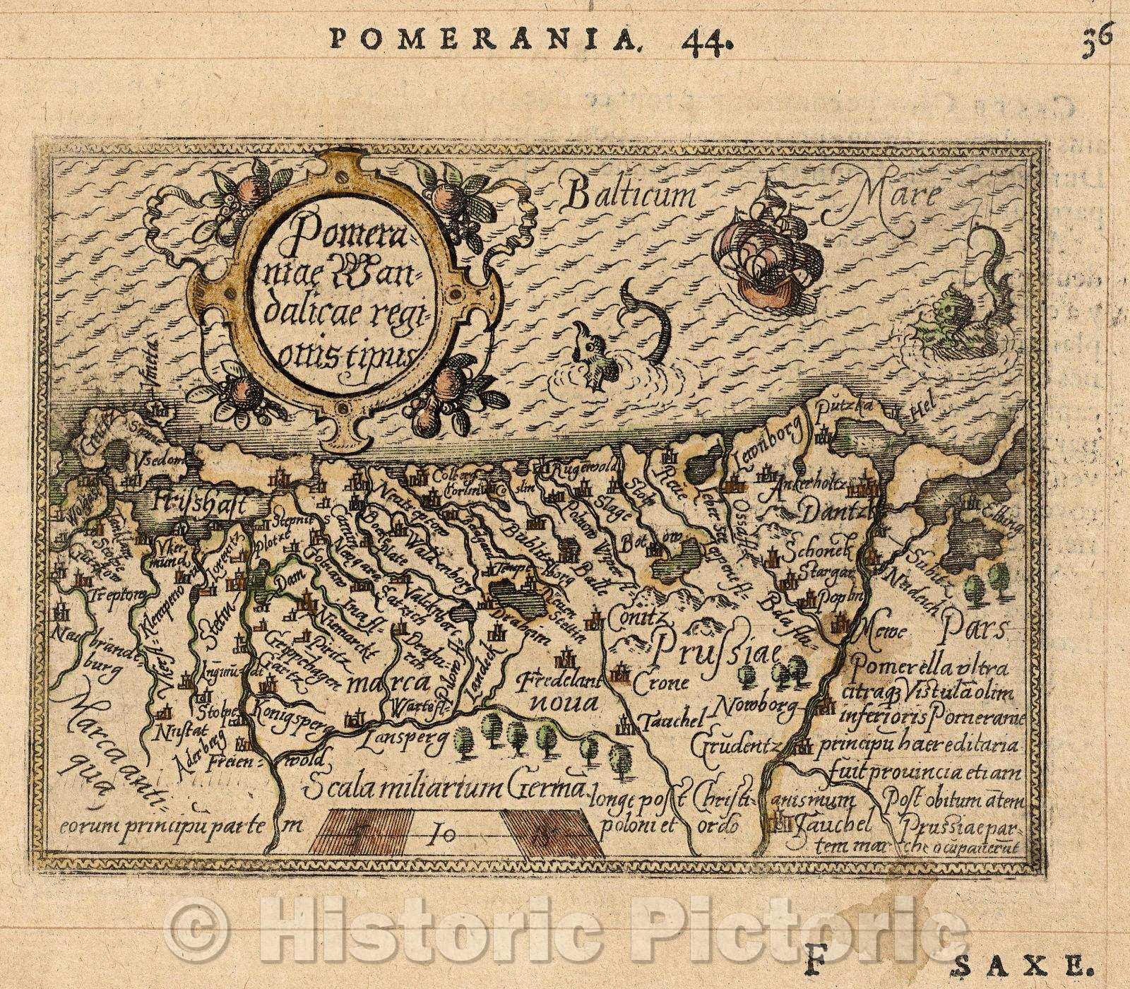 Historic Map : Pomeraniae Wandalicae regionis tipus, 1579 , Vintage Wall Art