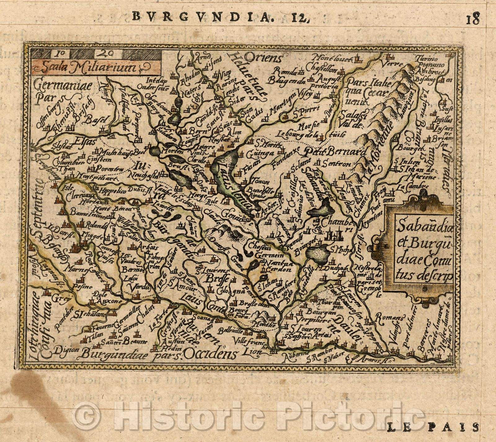 Historic Map : Sabaudiae et Burgudiae Comitus descrip, 1579 , Vintage Wall Art