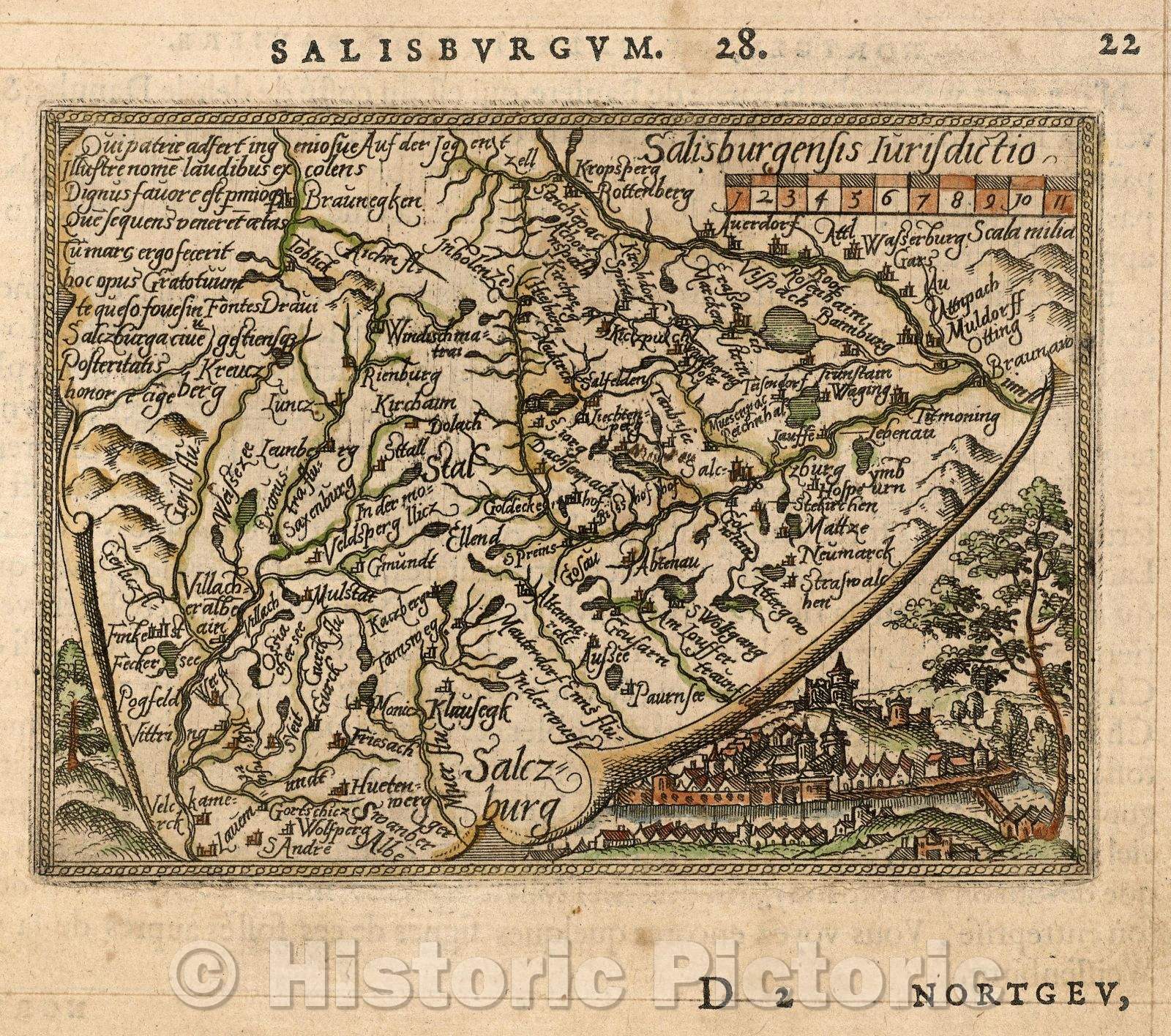 Historic Map : Salisburgensis Jurisdictio, 1579 , Vintage Wall Art