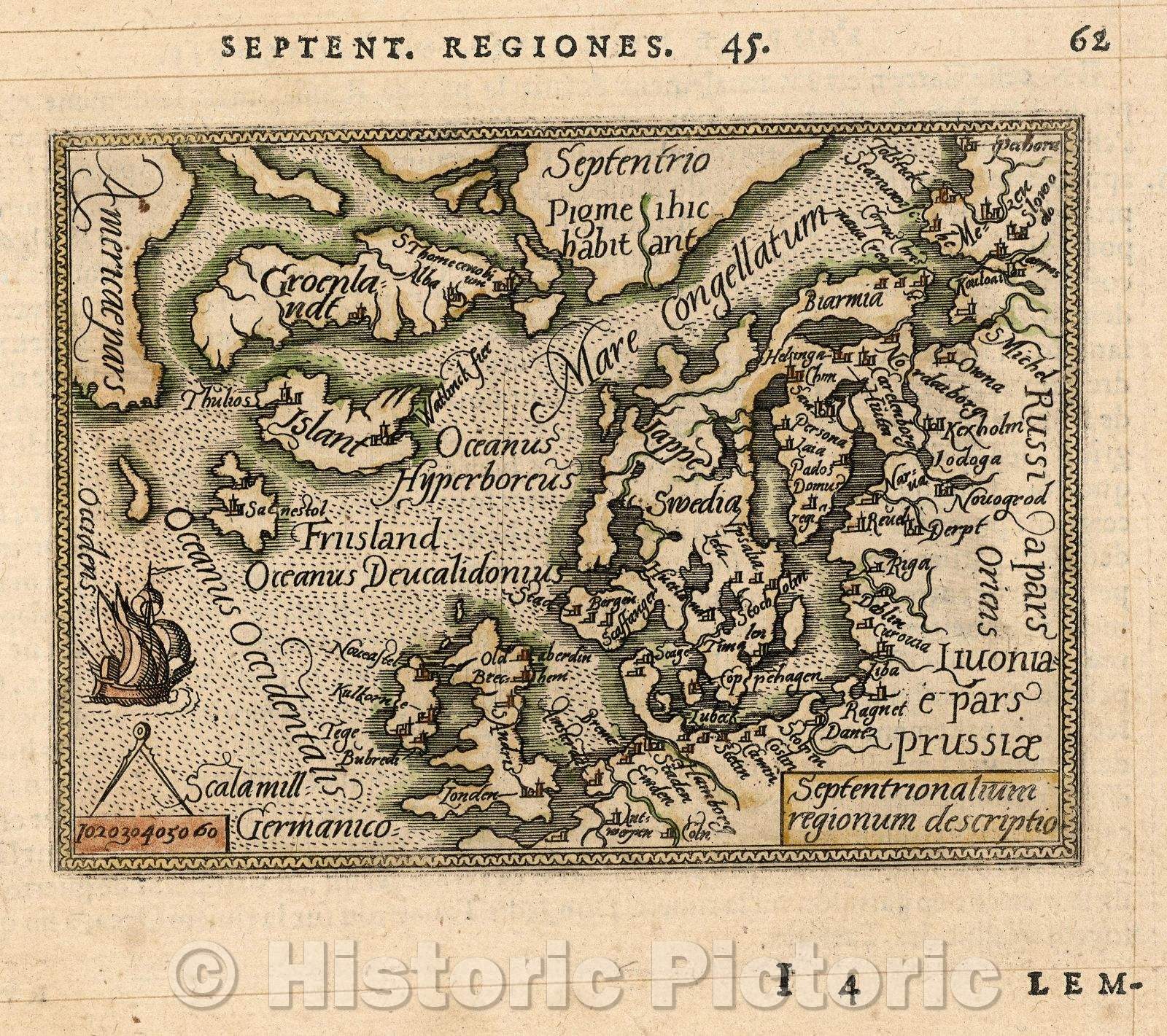 Historic Map : Septentrionalium regionum descriptio, 1579 , Vintage Wall Art
