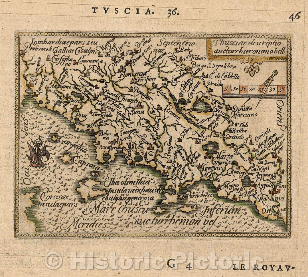 Historic Map : Thusciae descriptio, 1579 , Vintage Wall Art