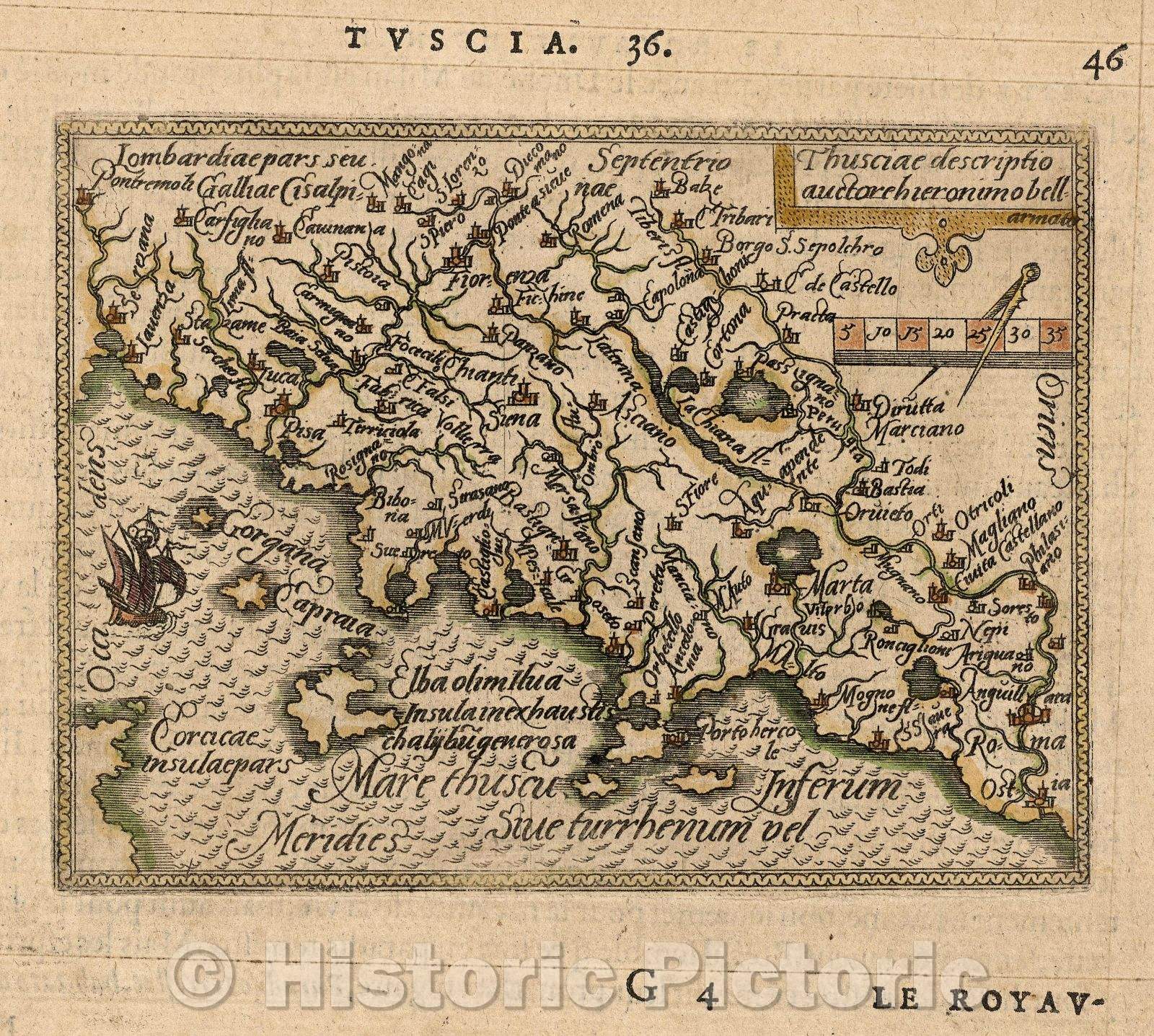 Historic Map : Thusciae descriptio, 1579 , Vintage Wall Art