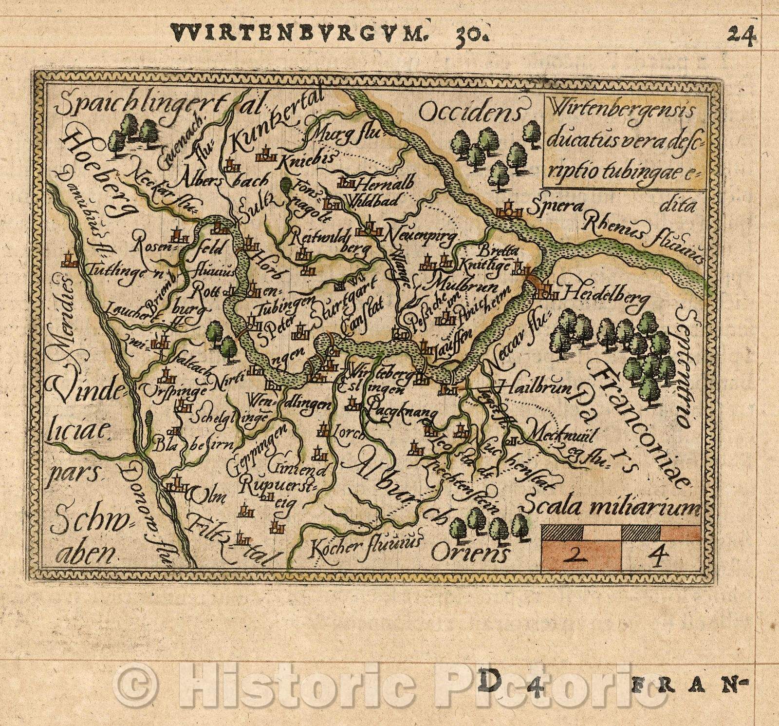 Historic Map : Wirtenbergensis ducatus vera descriptio tubingae edita, 1579 , Vintage Wall Art
