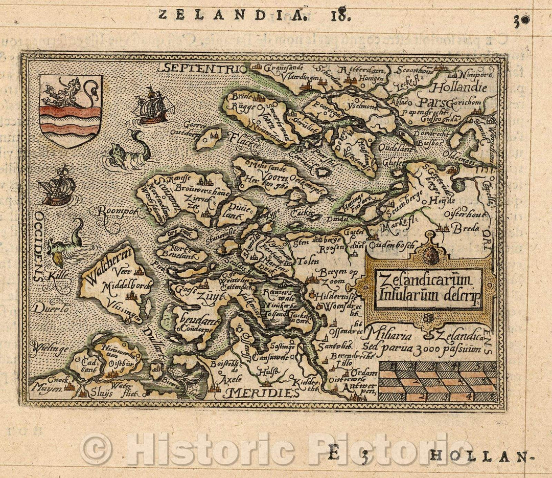 Historic Map : Zesandicarum Insularum descrip:, 1579 , Vintage Wall Art