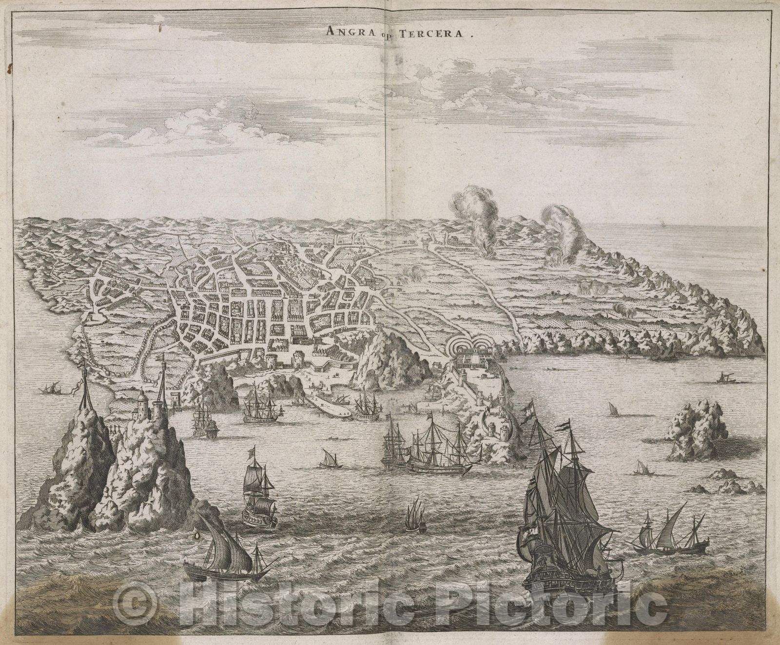 Historic Map : Angra op Tercera., 1671 , Vintage Wall Art