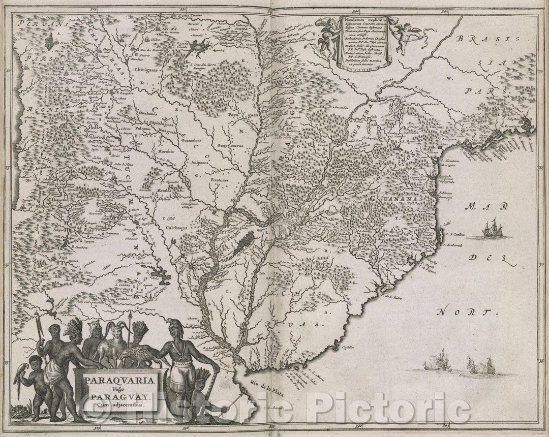 Historic Map : Paraquaria vulgo Paraguay. cum adjacentibus., 1671 , Vintage Wall Art