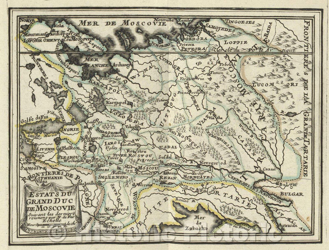 Historic Map : Estats du Grand Duc de Moscovie, 1697 , Vintage Wall Art