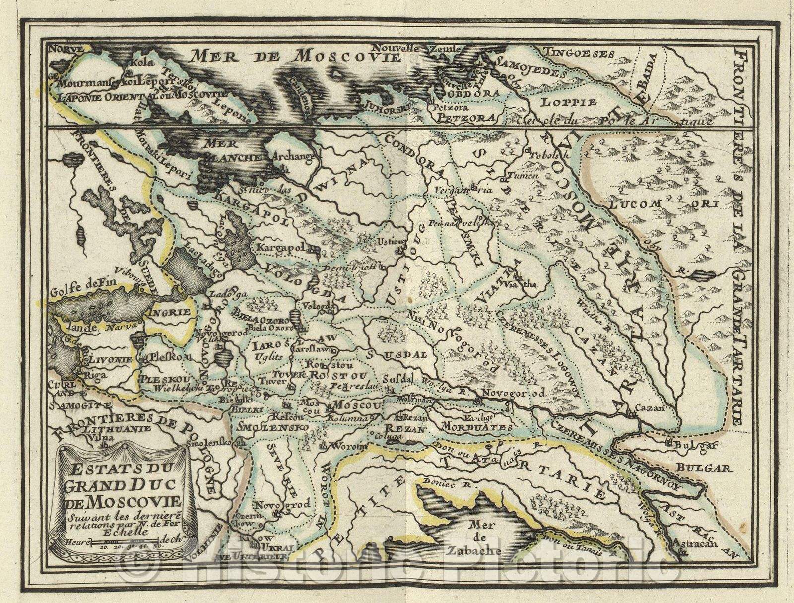 Historic Map : Estats du Grand Duc de Moscovie, 1697 , Vintage Wall Art