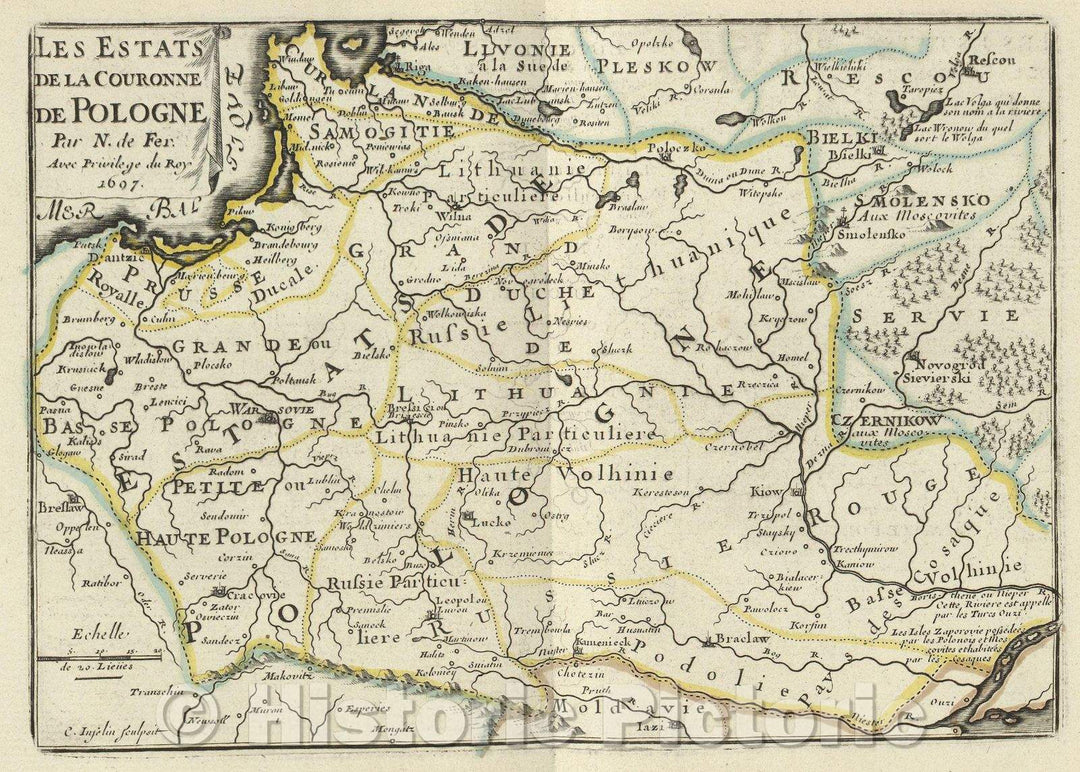 Historic Map : Les Estats de la Couronne de Pologne, 1697 , Vintage Wall Art
