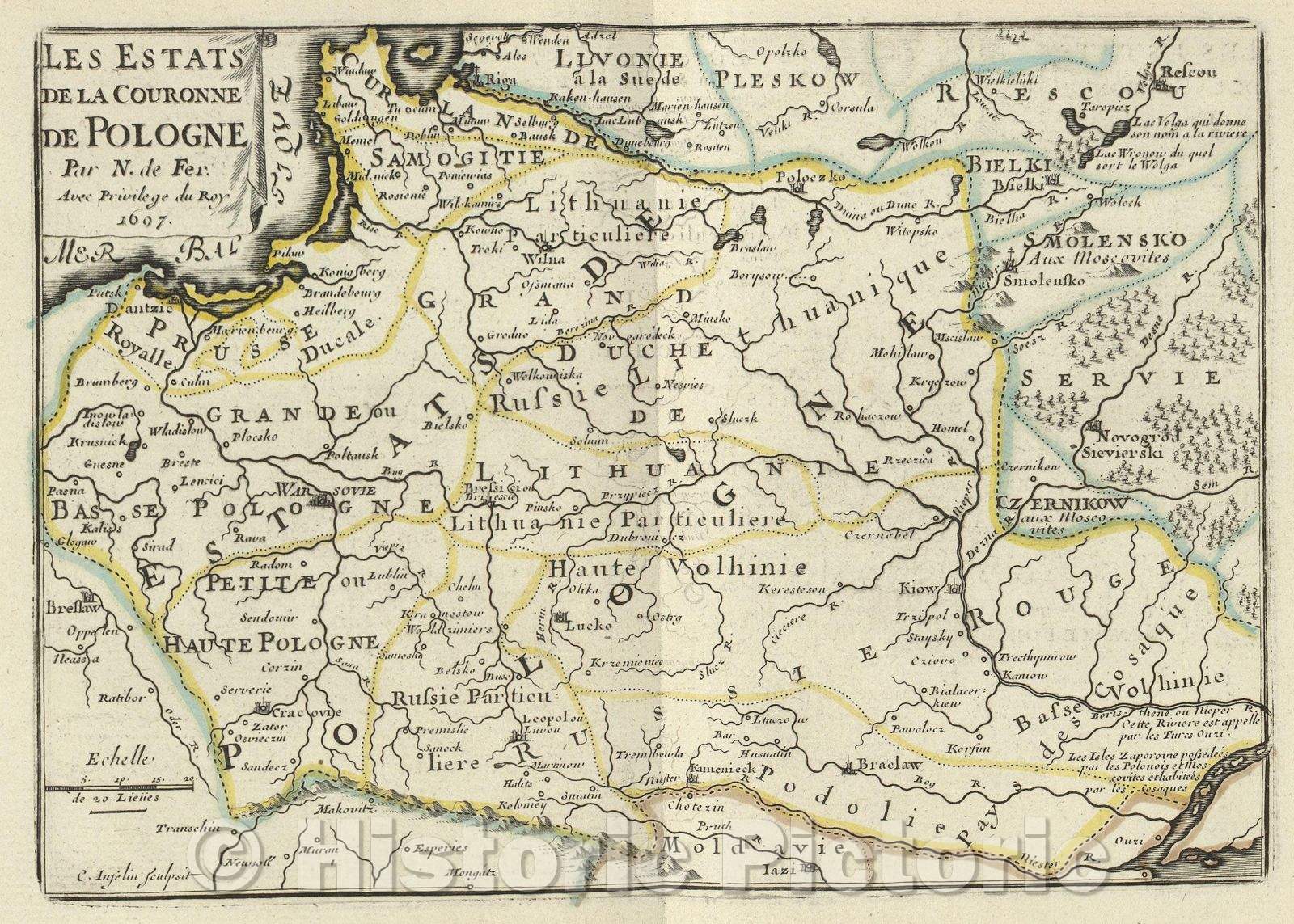 Historic Map : Les Estats de la Couronne de Pologne, 1697 , Vintage Wall Art