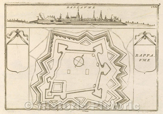 Historic Map : Theater of war, divided into 48 parts, Bappaume, 1706 , Vintage Wall Art