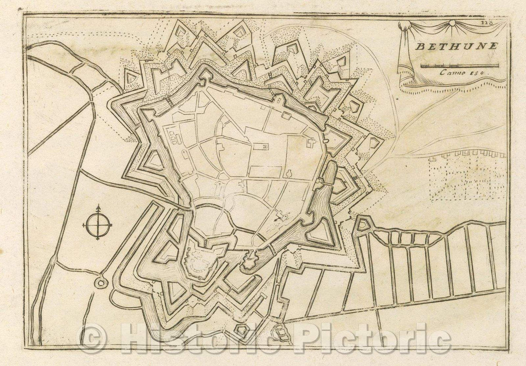 Historic Map : Theater of war, divided into 48 parts, Bethune, 1706 , Vintage Wall Art
