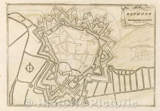 Historic Map : Theater of war, divided into 48 parts, Bethune, 1706 , Vintage Wall Art