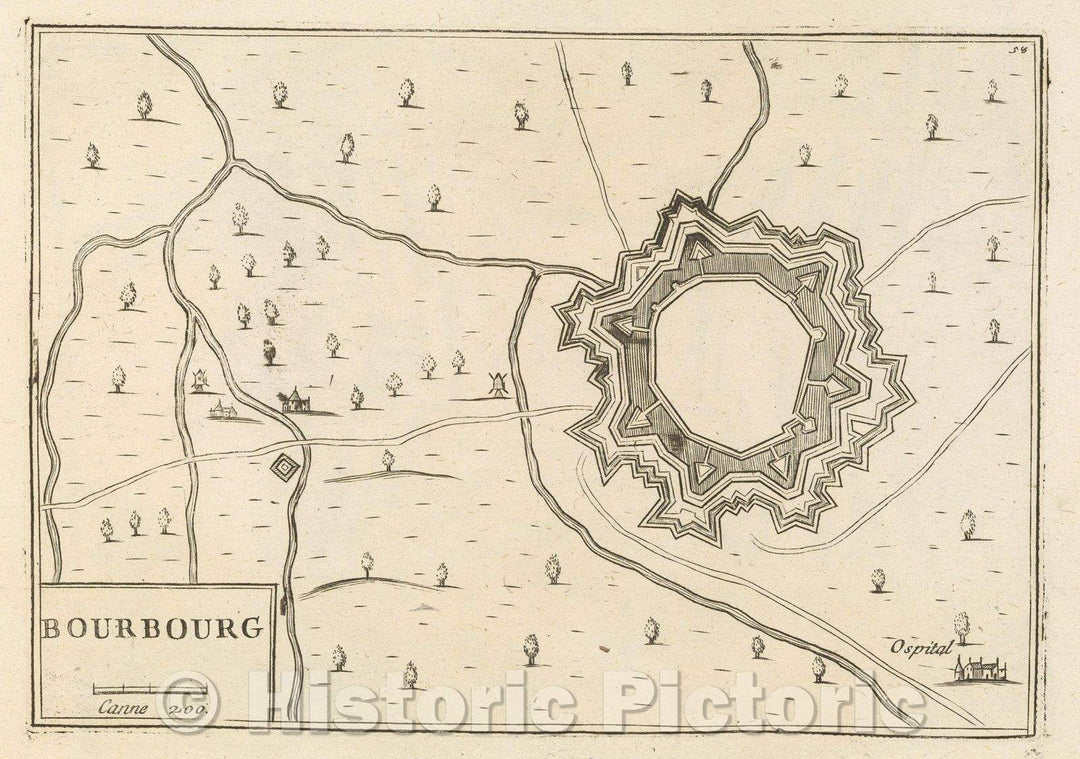 Historic Map : Theater of war, divided into 48 parts, Bourbourg, 1706 , Vintage Wall Art