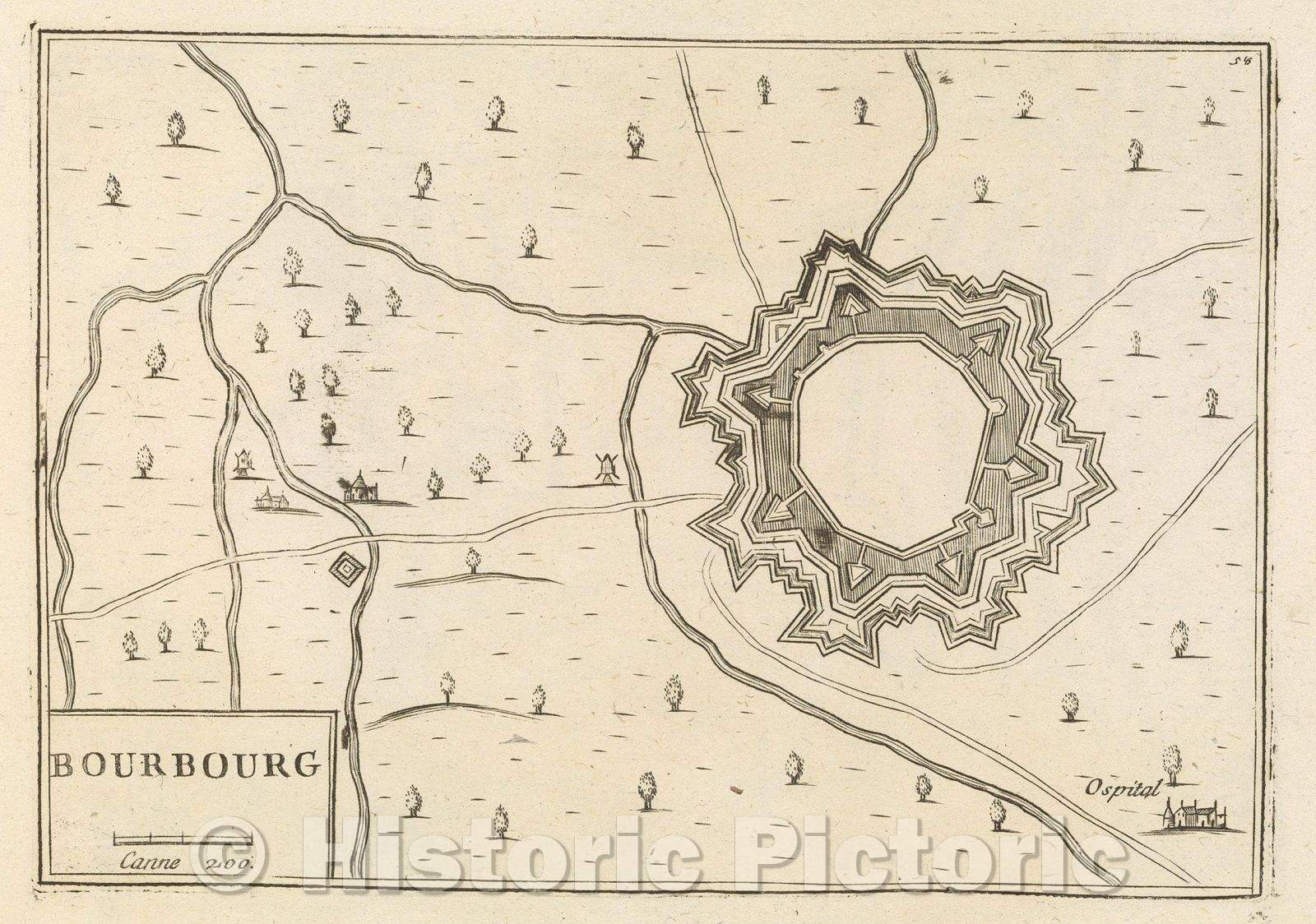 Historic Map : Theater of war, divided into 48 parts, Bourbourg, 1706 , Vintage Wall Art