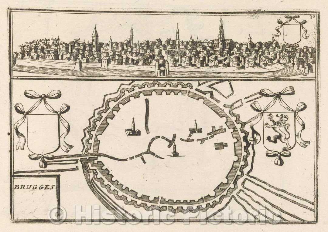 Historic Map : Theater of war, divided into 48 parts, Brugges, 1706 , Vintage Wall Art