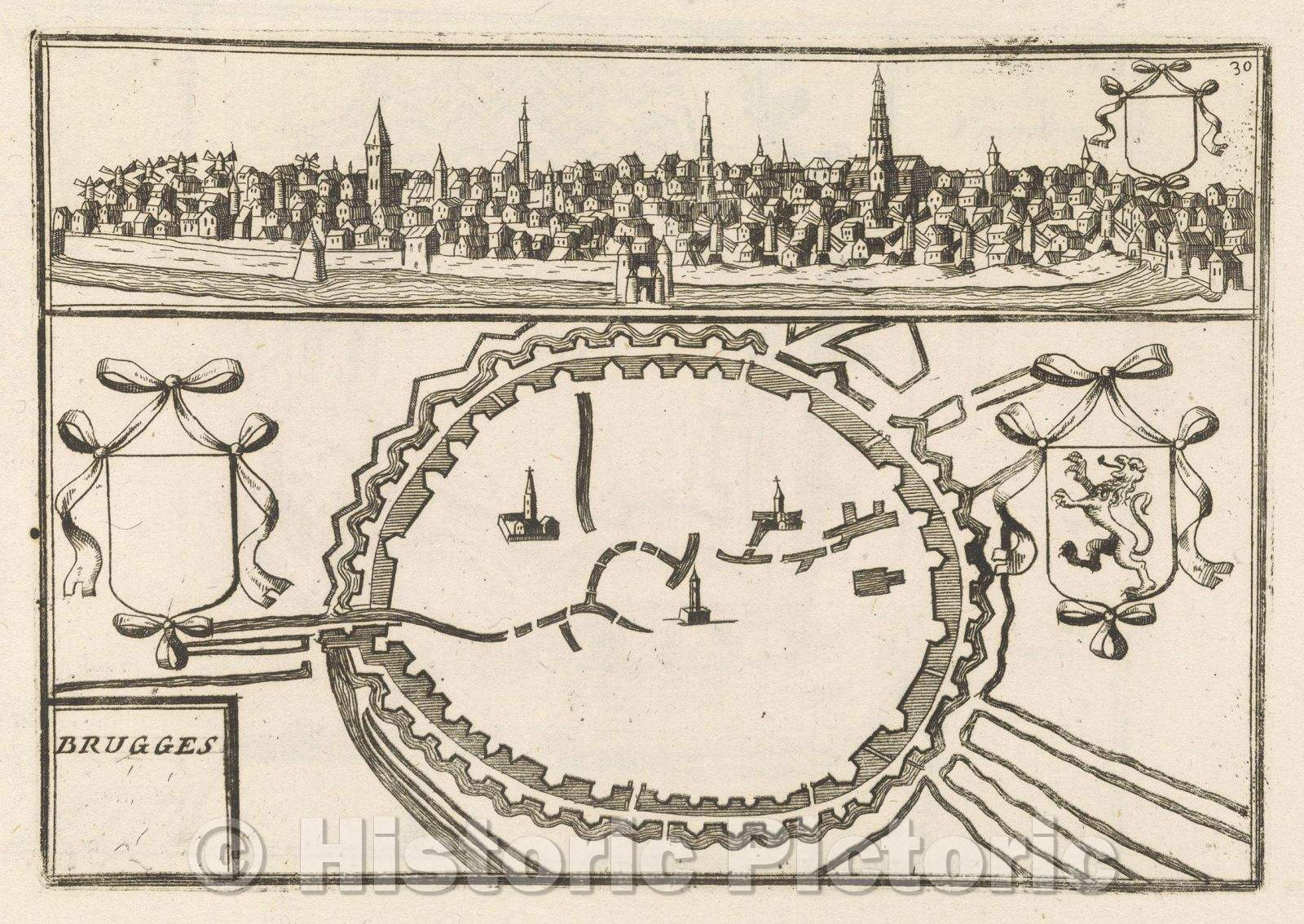 Historic Map : Theater of war, divided into 48 parts, Brugges, 1706 , Vintage Wall Art