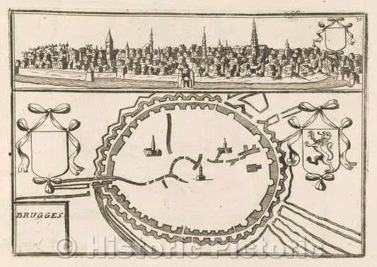 Historic Map : Theater of war, divided into 48 parts, Brugges, 1706 , Vintage Wall Art