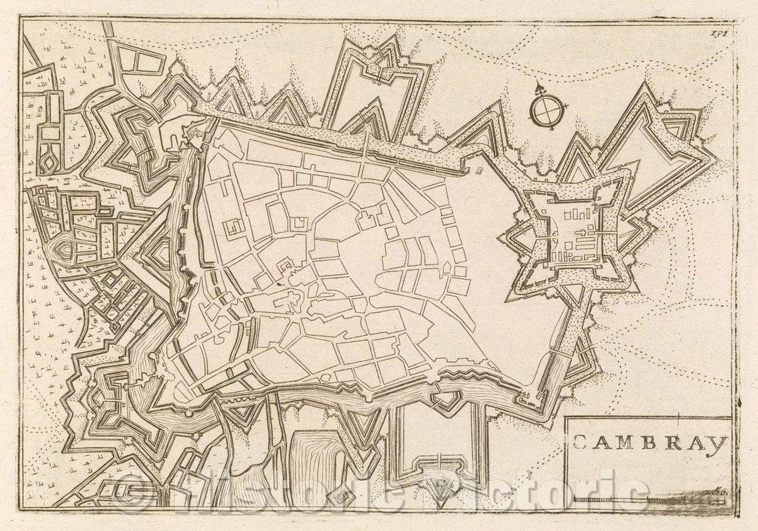 Historic Map : Theater of war, divided into 48 parts, Cambray, 1706 , Vintage Wall Art