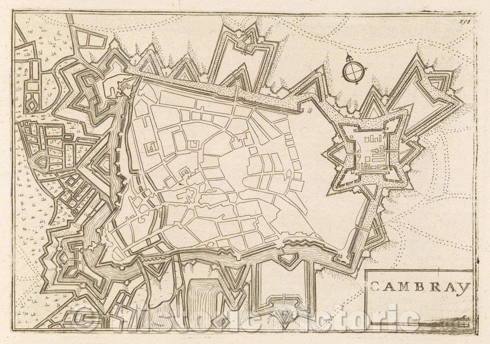 Historic Map : Theater of war, divided into 48 parts, Cambray, 1706 , Vintage Wall Art
