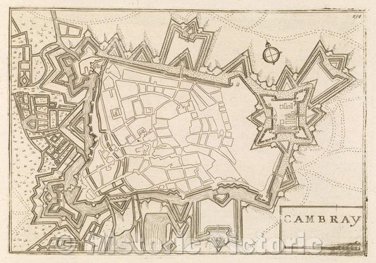 Historic Map : Theater of war, divided into 48 parts, Cambray, 1706 , Vintage Wall Art