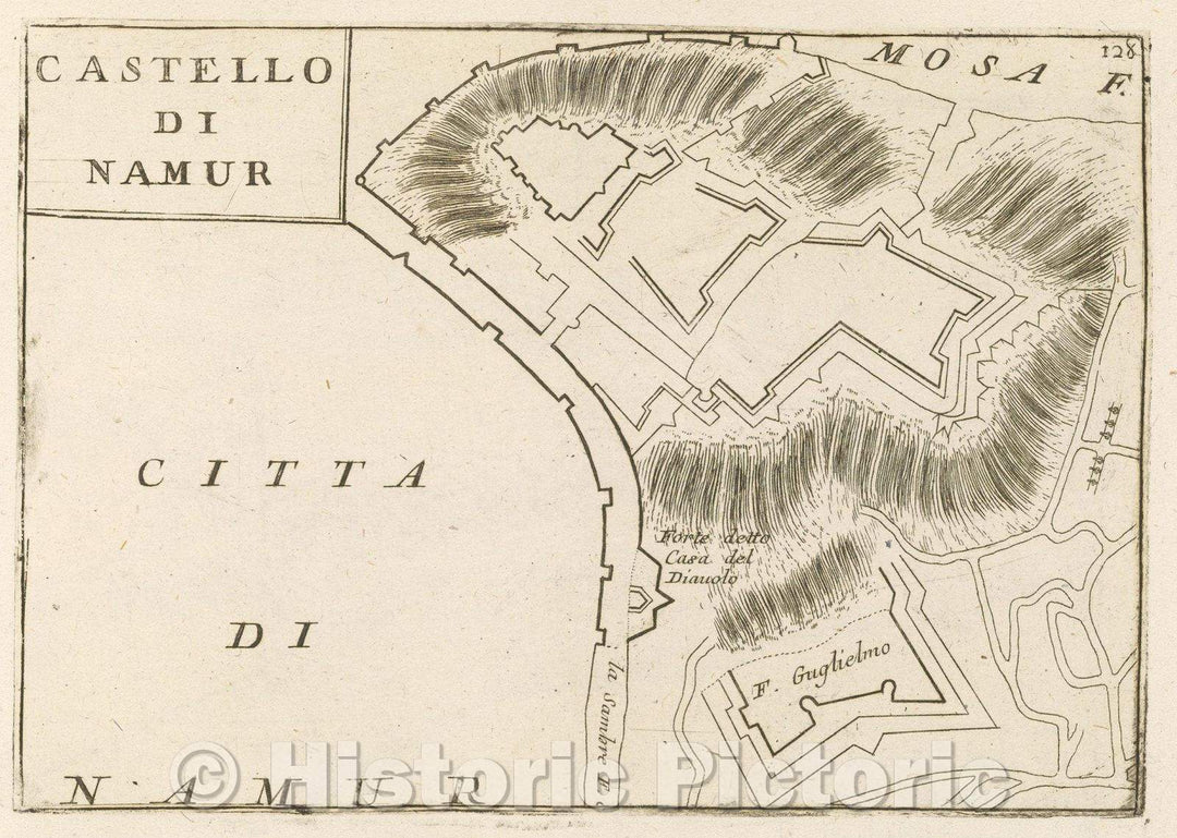 Historic Map : Theater of war, divided into 48 parts, Castello di Namur, 1706 , Vintage Wall Art