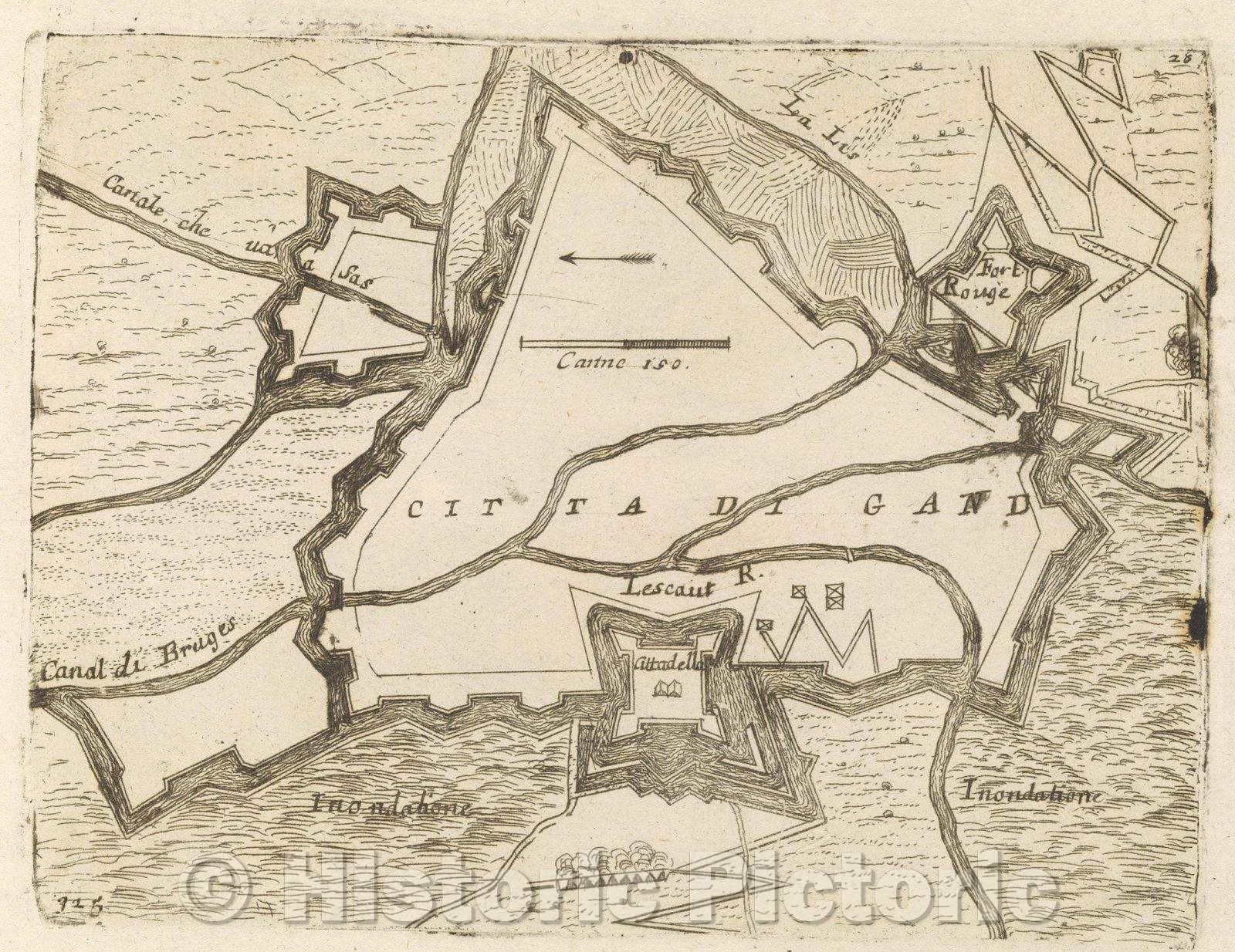 Historic Map : Theater of war, divided into 48 parts, Citta di Gand, 1706 , Vintage Wall Art