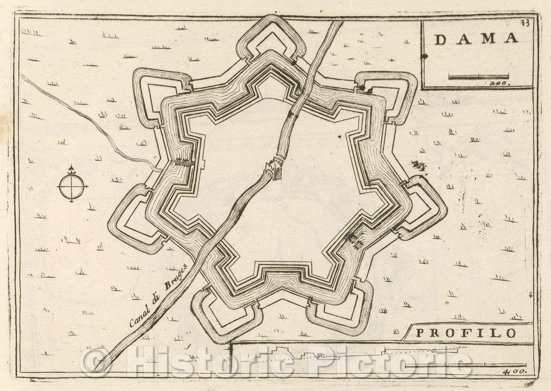 Historic Map : Theater of war, divided into 48 parts, Dama, 1706 , Vintage Wall Art