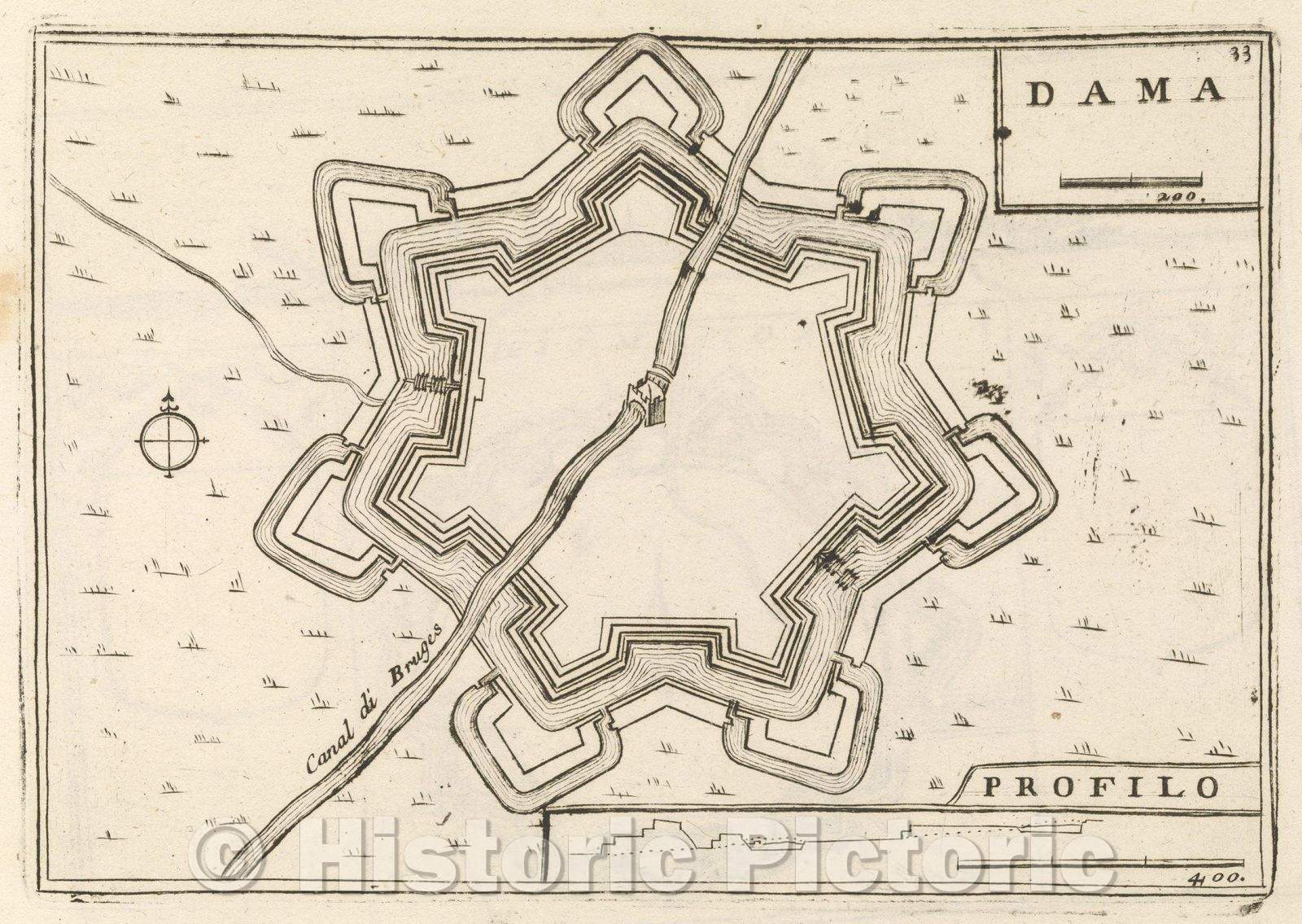 Historic Map : Theater of war, divided into 48 parts, Dama, 1706 , Vintage Wall Art