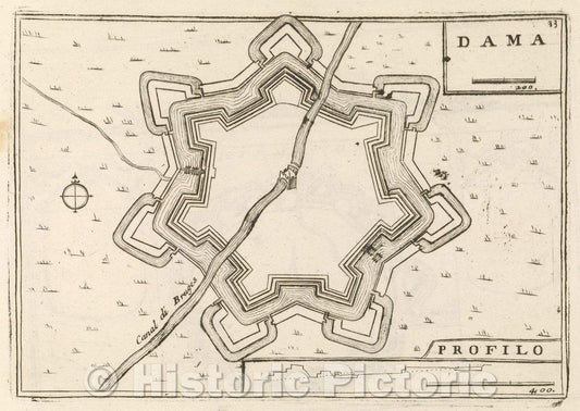 Historic Map : Theater of war, divided into 48 parts, Dama, 1706 , Vintage Wall Art