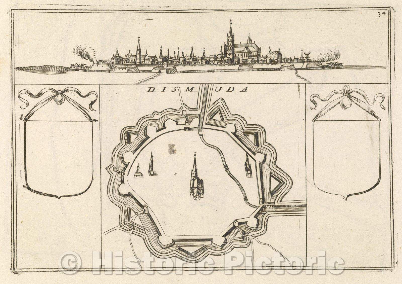 Historic Map : Theater of war, divided into 48 parts, Dismuda, 1706 , Vintage Wall Art