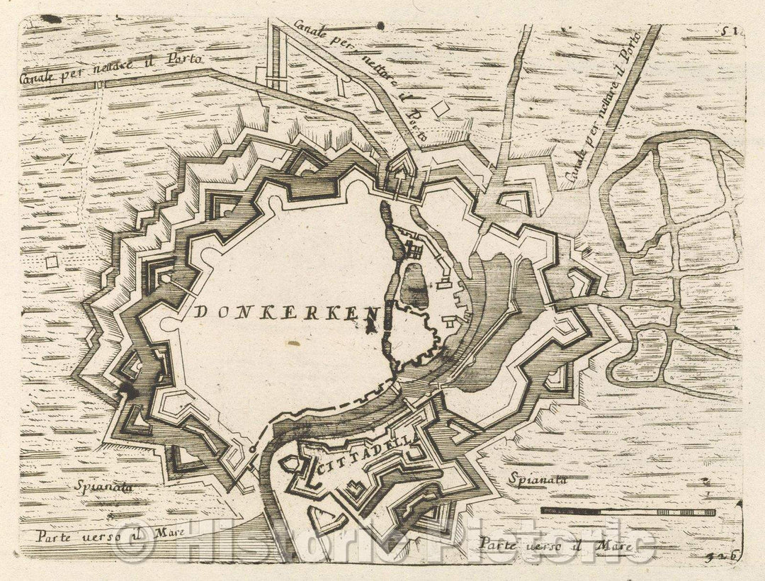 Historic Map : Theater of war, divided into 48 parts, Donkerken, 1706 , Vintage Wall Art