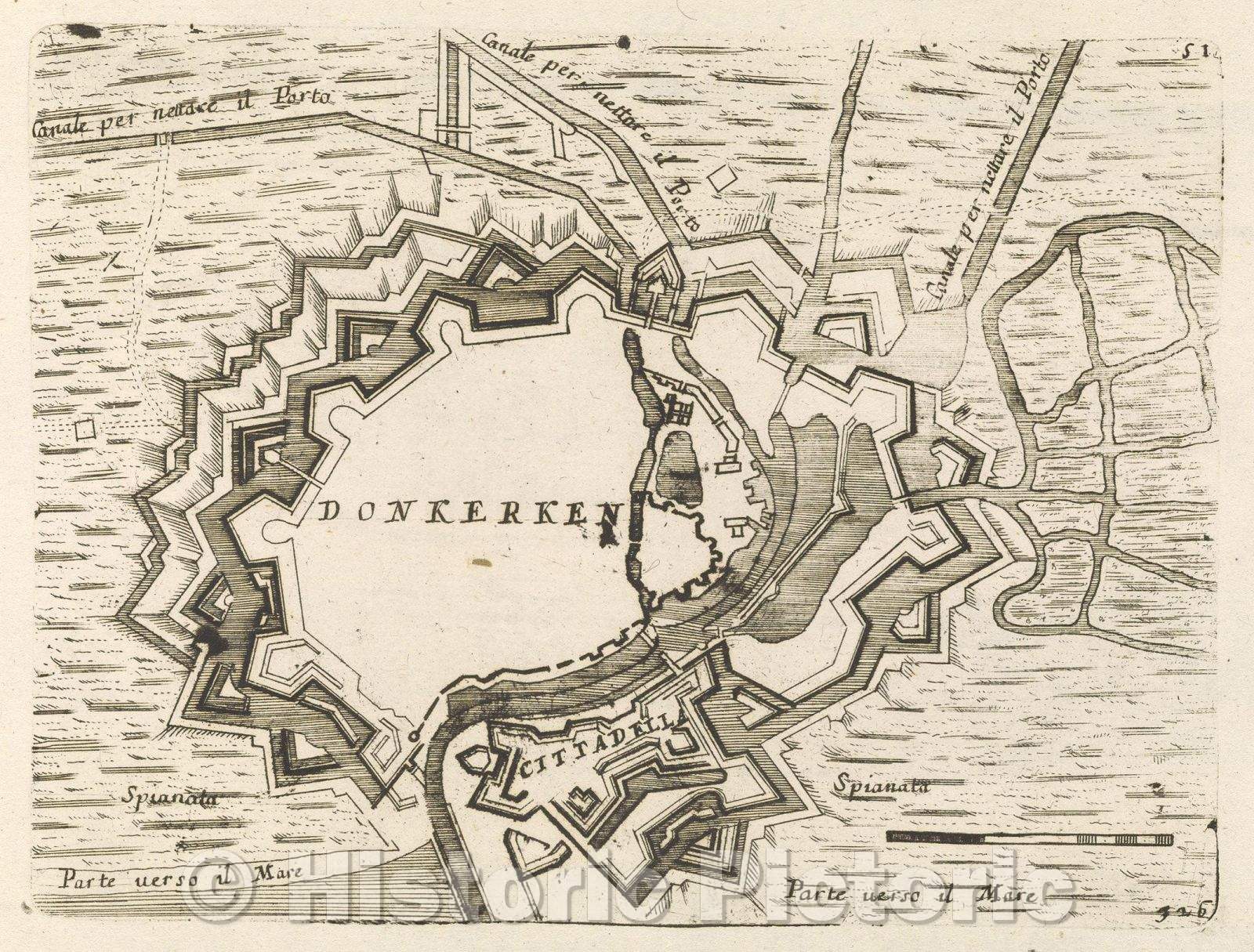 Historic Map : Theater of war, divided into 48 parts, Donkerken, 1706 , Vintage Wall Art