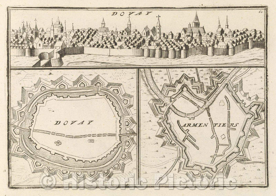 Historic Map : Theater of war, divided into 48 parts, Dovay, 1706 , Vintage Wall Art