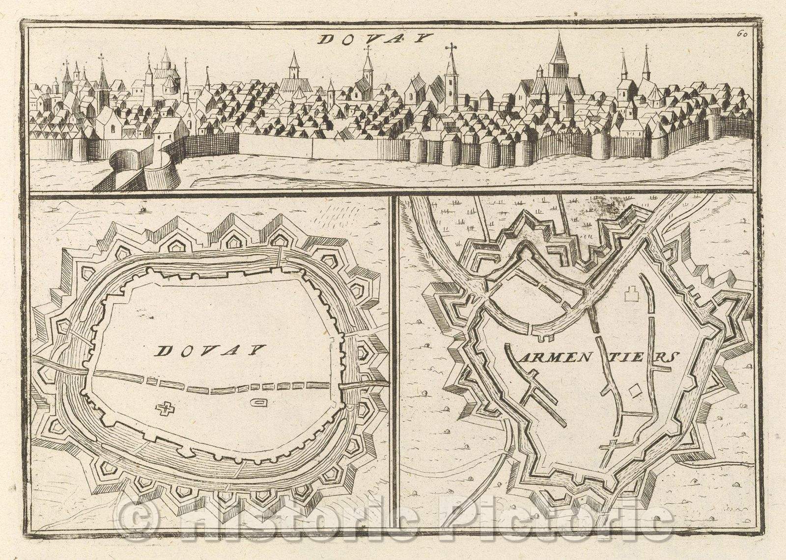 Historic Map : Theater of war, divided into 48 parts, Dovay, 1706 , Vintage Wall Art