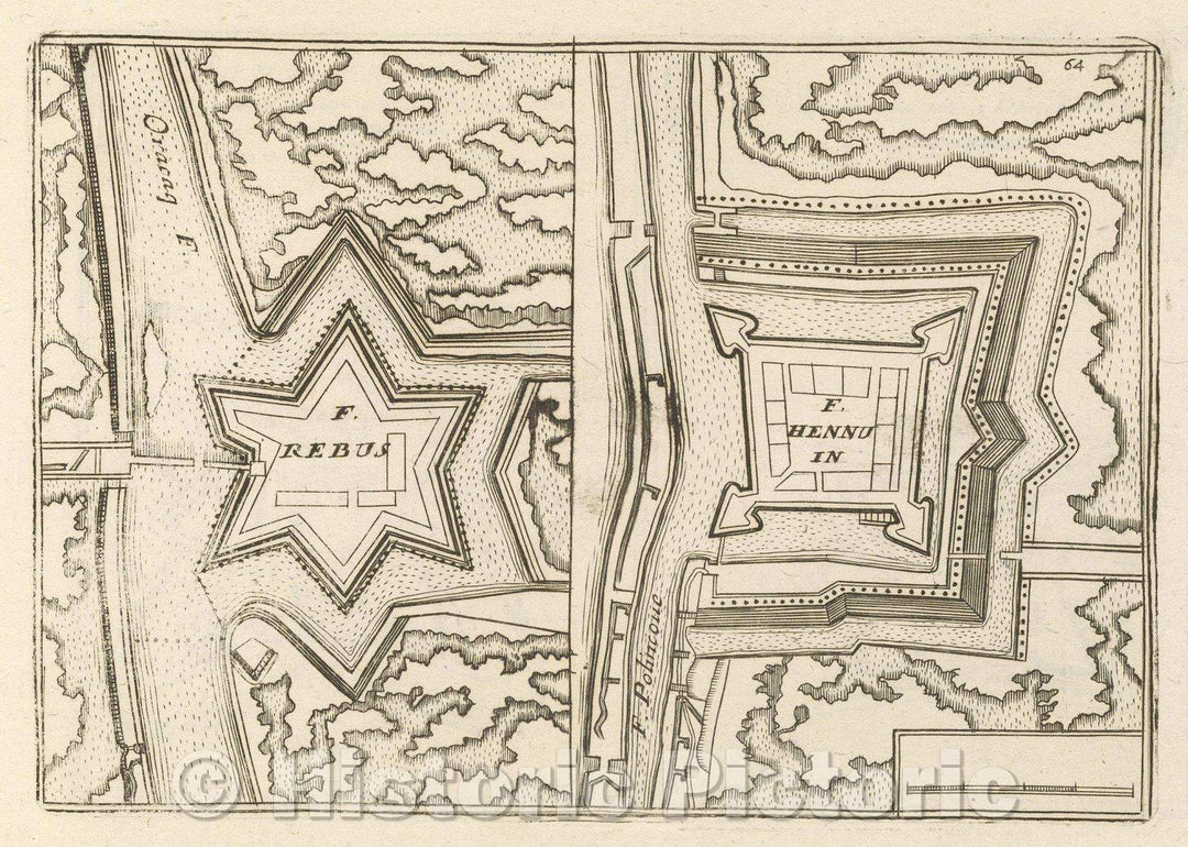 Historic Map : Theater of war, divided into 48 parts, F. Rebus, 1706 , Vintage Wall Art
