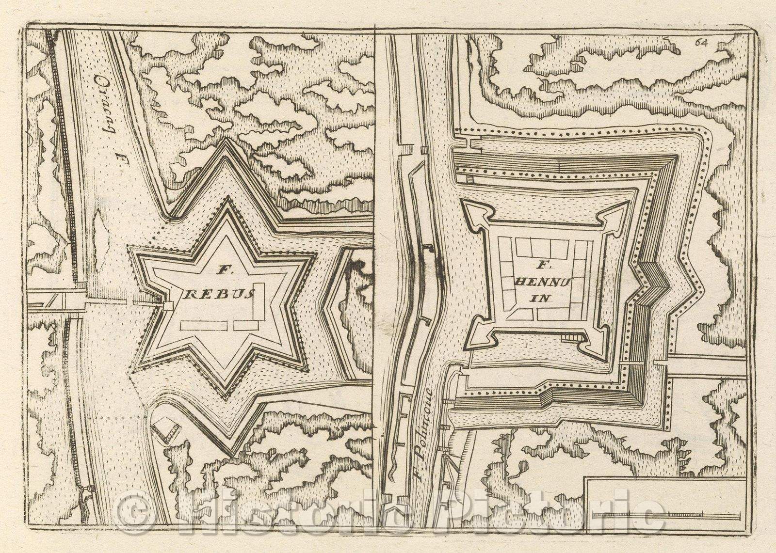 Historic Map : Theater of war, divided into 48 parts, F. Rebus, 1706 , Vintage Wall Art