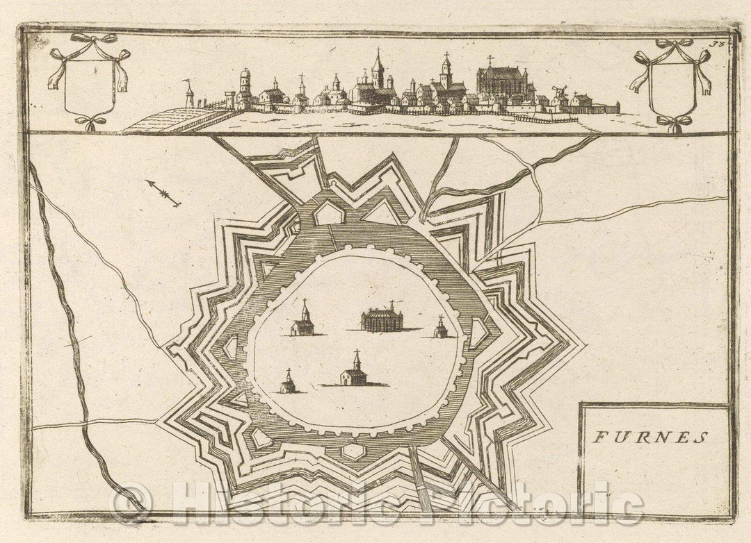 Historic Map : Theater of war, divided into 48 parts, Furnes, 1706 , Vintage Wall Art