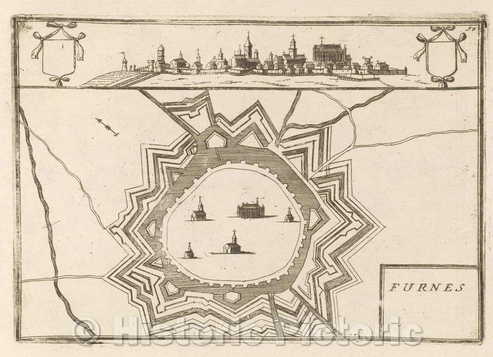 Historic Map : Theater of war, divided into 48 parts, Furnes, 1706 , Vintage Wall Art