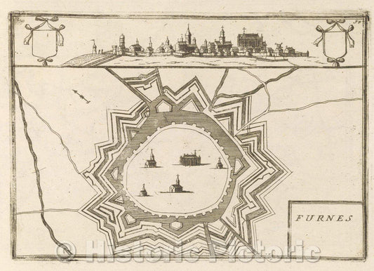 Historic Map : Theater of war, divided into 48 parts, Furnes, 1706 , Vintage Wall Art