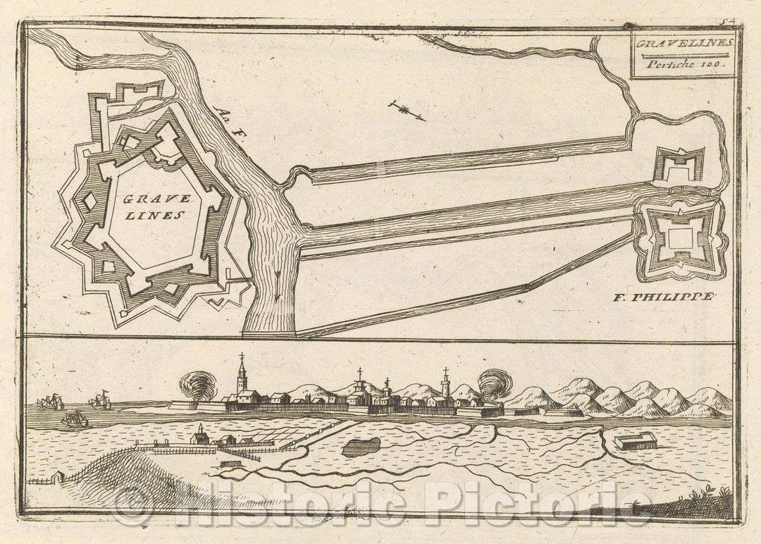 Historic Map : Theater of war, divided into 48 parts, Gravelines, 1706 , Vintage Wall Art