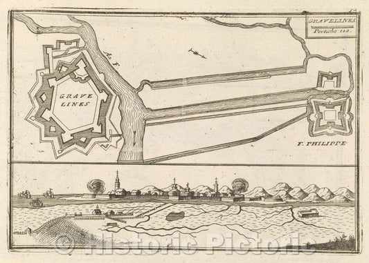 Historic Map : Theater of war, divided into 48 parts, Gravelines, 1706 , Vintage Wall Art