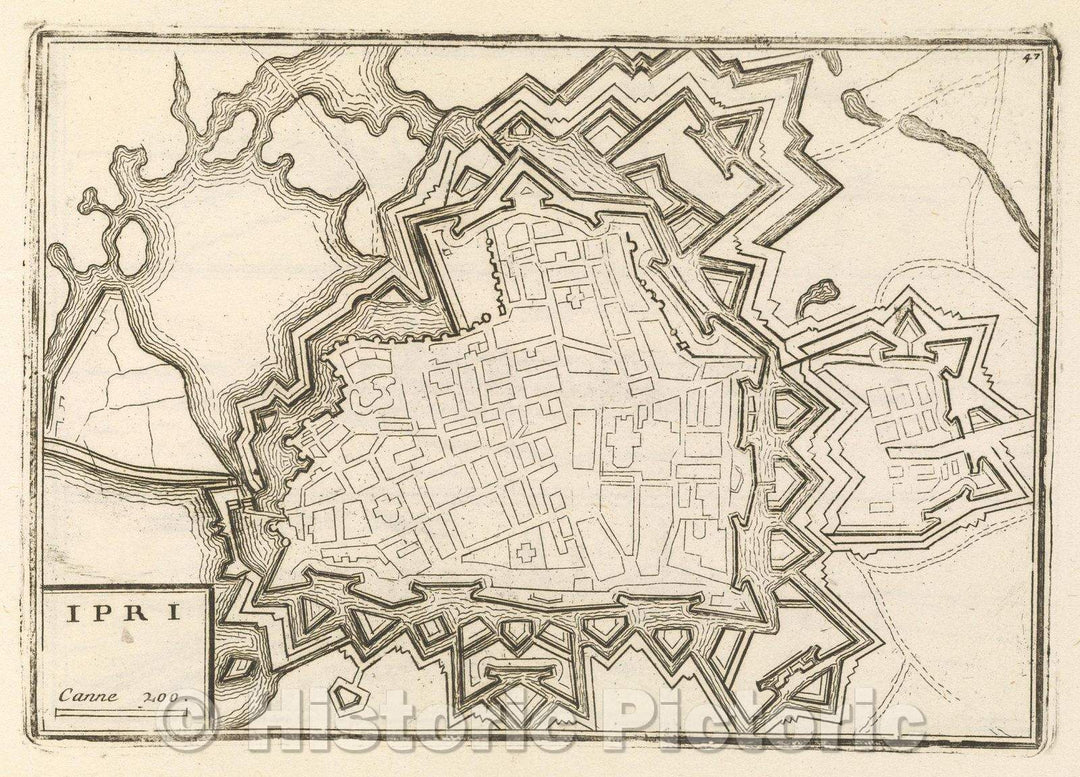 Historic Map : Theater of war, divided into 48 parts, Ipri, 1706 , Vintage Wall Art