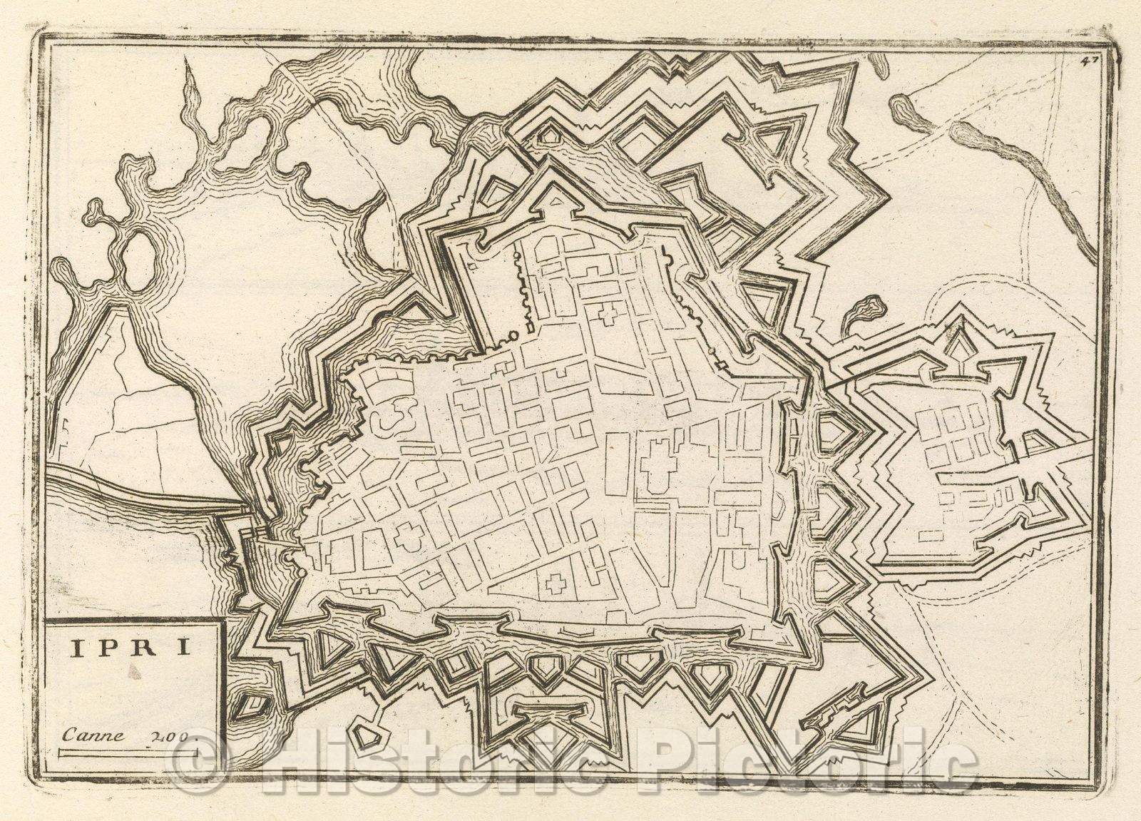 Historic Map : Theater of war, divided into 48 parts, Ipri, 1706 , Vintage Wall Art