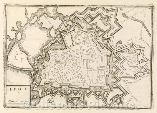 Historic Map : Theater of war, divided into 48 parts, Ipri, 1706 , Vintage Wall Art