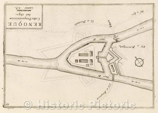 Historic Map : Theater of war, divided into 48 parts, Kenoque Colle Proposizionii del 1692., 1692 , Vintage Wall Art