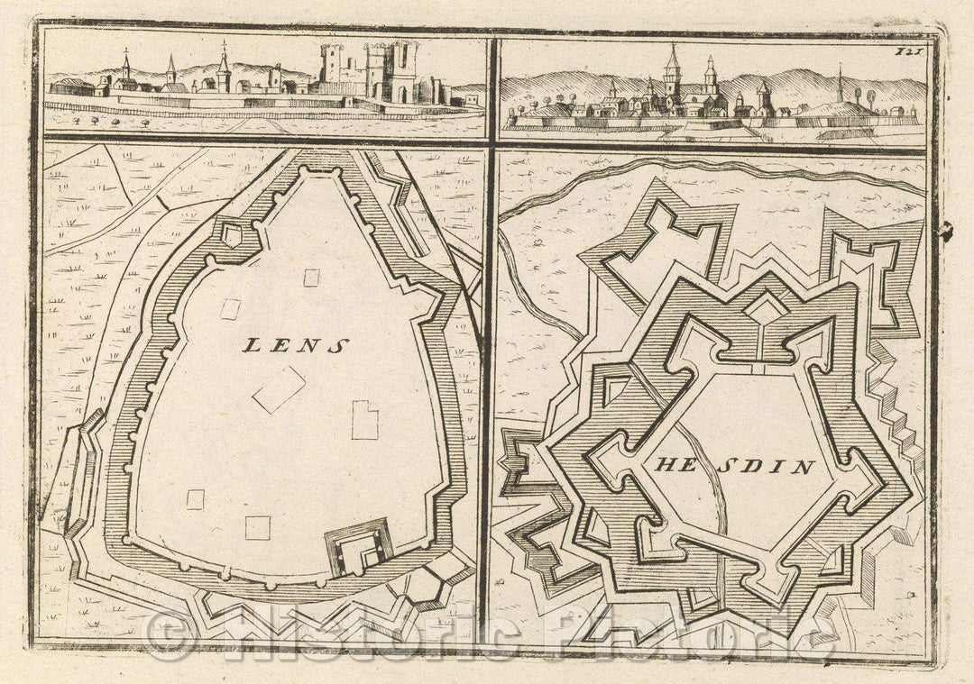 Historic Map : Theater of war, divided into 48 parts, Lens, 1706 , Vintage Wall Art