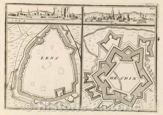Historic Map : Theater of war, divided into 48 parts, Lens, 1706 , Vintage Wall Art