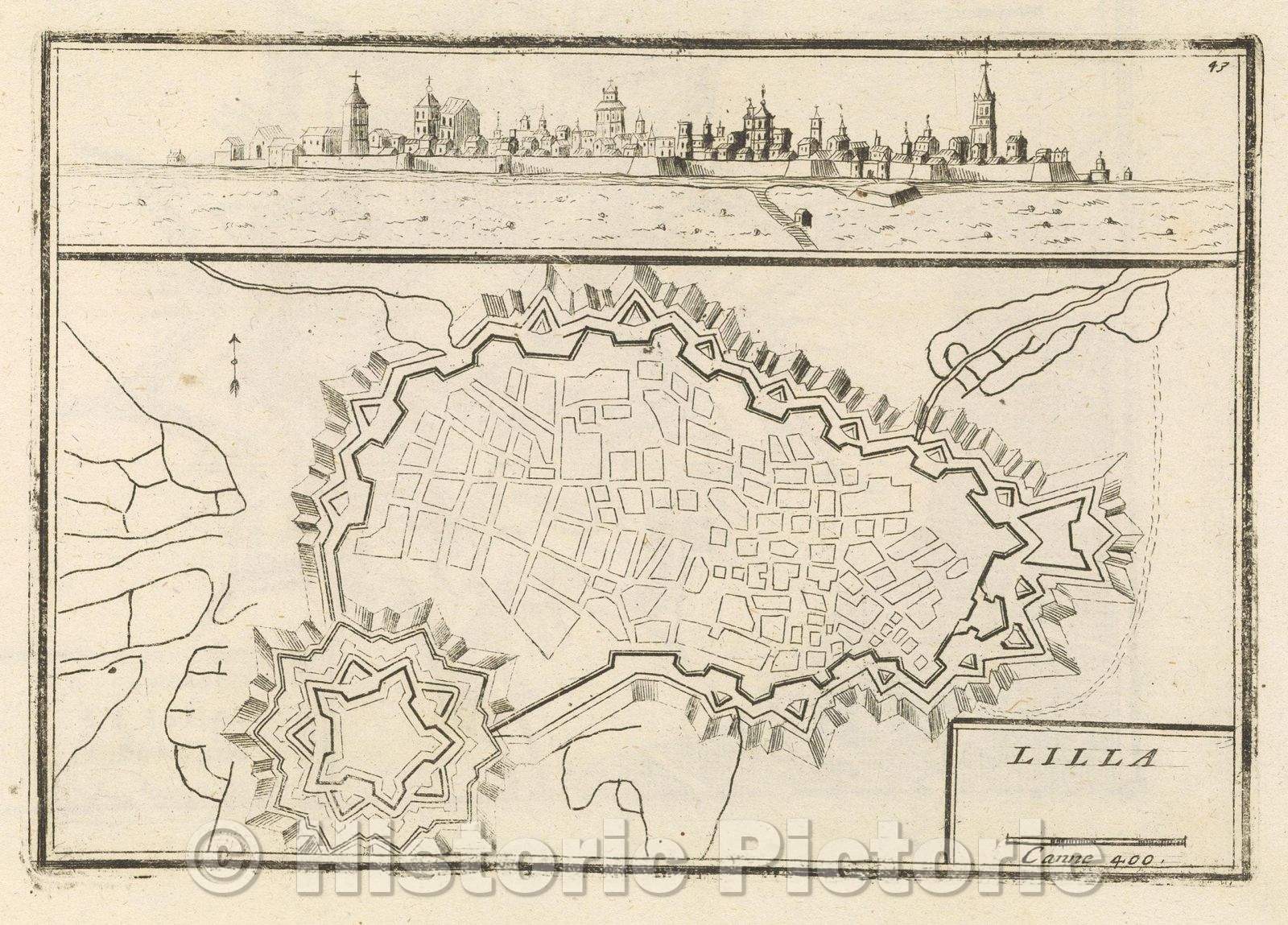 Historic Map : Theater of war, divided into 48 parts, Lilla, 1706 , Vintage Wall Art